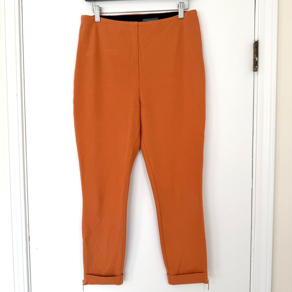 Lysse New York Burnt Orange Ankle Pants Cuffed Hem Side Zip Womens Large